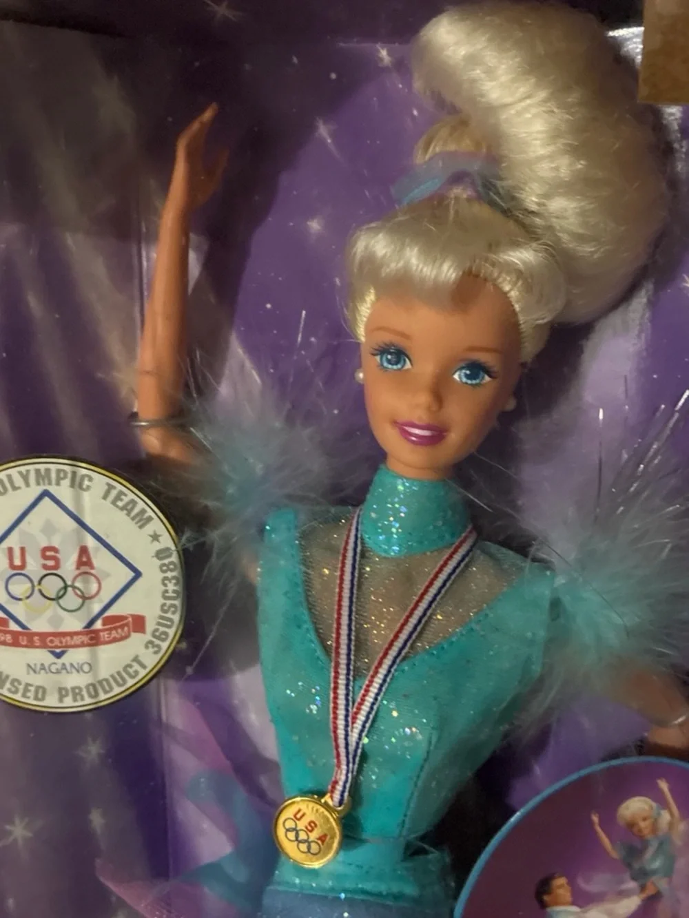 Barbie Teal Purple Olympic Ice Skater Doll